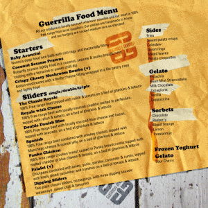 Guerrilla Burger Food Menu