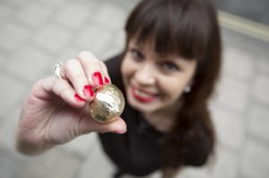 Katsiaryna Mosaferi with her golden Dough Ball. Image credit: PizzaExpress.