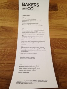 Bakers and Co - Food Menu