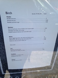 Birch - Menu