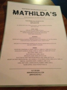 Mathilda's Chilli Bar - Menu