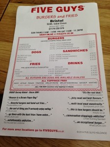 Five Guys Bristol - Menu