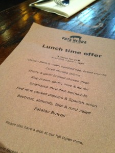 Pata Negra - Lunch Menu