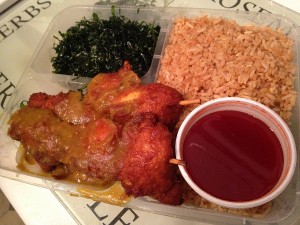 Red Hot Goodies - satay, seaweed, rice