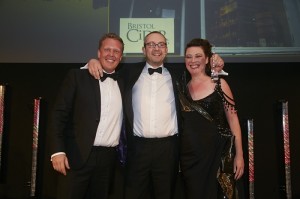 L-R: 'Jolly' Olly Smith, Peter Snowman of the Bristol Cider Shop, and Rosie Davenport, editor of Off Licence News.