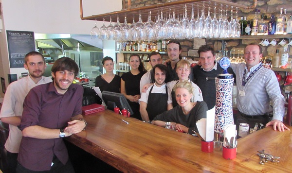 Bravas staff with Penny Brohn’s Jamie Bramhall, right