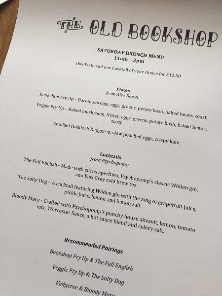 The Old Bookshop - Brunch Menu