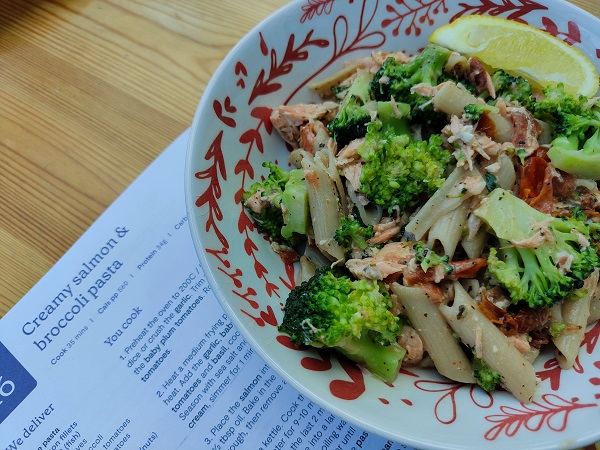 Mindful Chef - Creamy salmon and broccoli pasta - cooked