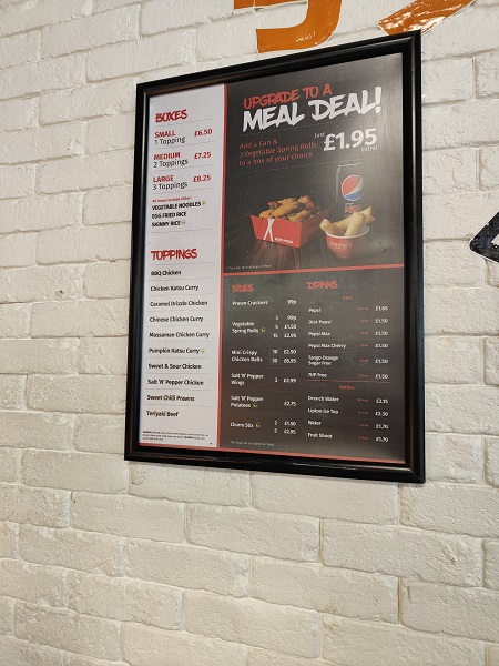 Chopstix, The Galleries, Bristol - Menu