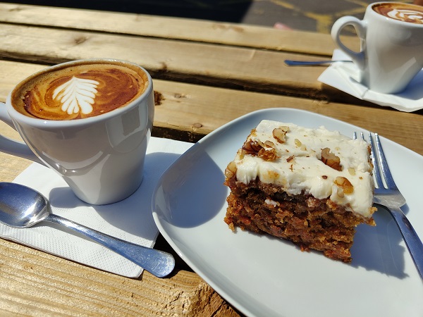 Heaven Coffee House, Backwell - Carrot Cake and Flat White