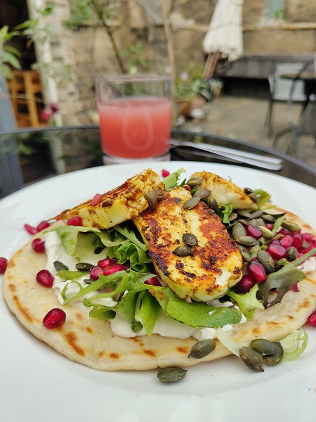 Old School Cafe Bury St Edmunds - Shawarma Halloumi Flatbread