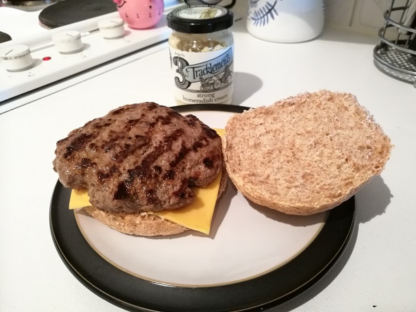 Burgers with Tracklements Strong Horseradish Cream