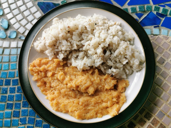 Ration Challenge Day 4 - Sardine Fried Rice and Dal