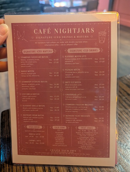 Cafe Nightjars, Bury St Edmunds - Drinks Menu