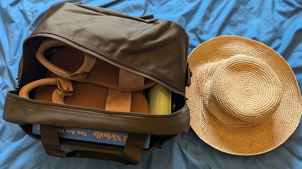Very.co.uk UK summer staycation packing - packed holdall